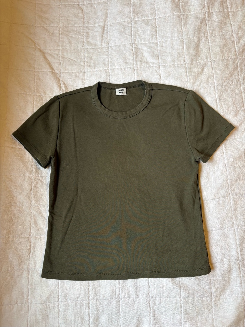 Sundays Best Aritzia Olive Green Cotton Blend T-Shirt Women’s MEDIUM
